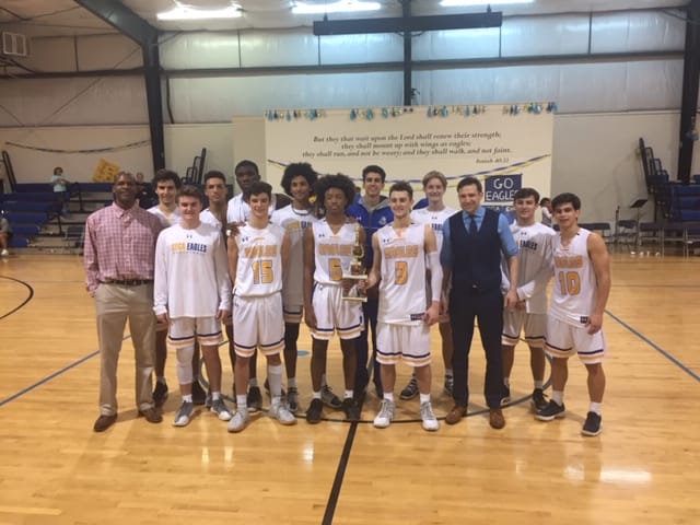 Eagle varsity boys win Senior Classic, 75-51, over Crossroads Christian