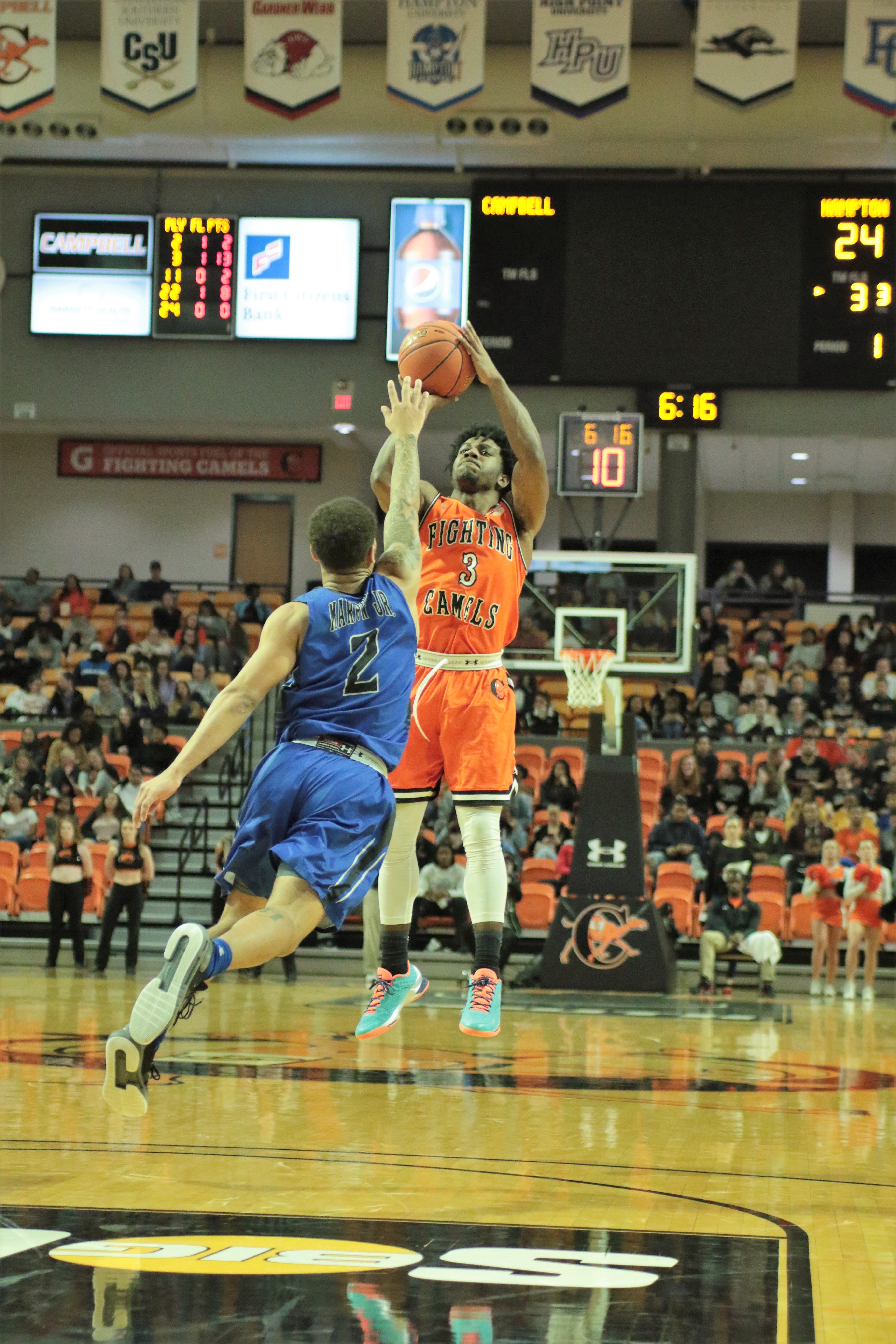 Clemons tallies 48 as Campbell nips visiting Hampton, 87-84