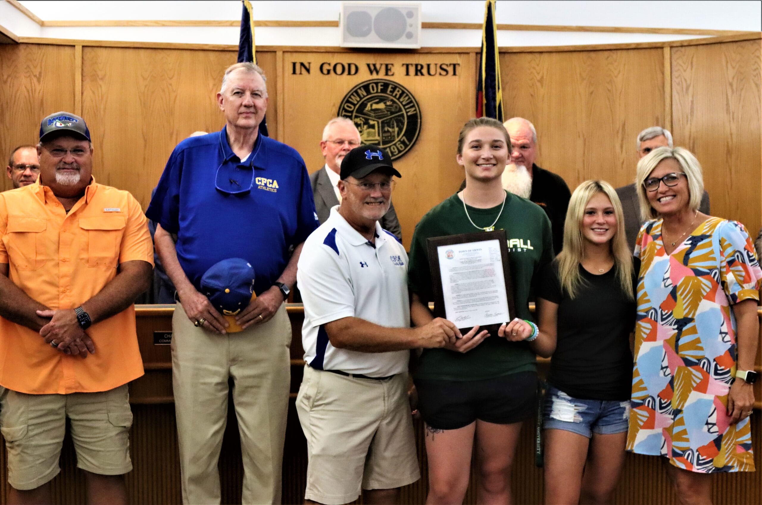 CFCA softball state champions recognized by Erwin Town Board